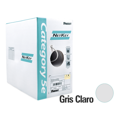 Bobina de Cable UTP 305 m. de Cobre, NetKey, Gris Claro, Categor&iacute;a 5e (24 AWG), PVC (CM), de 4 pares