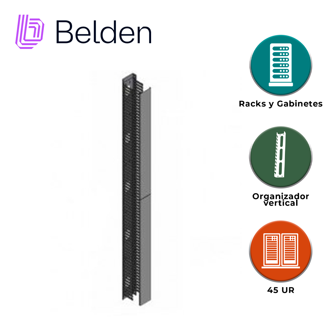 ORGANIZADOR VERTICAL BELDEN VCMFDR4X4 / INTERIOR / NEGRO / ALTURA  213.36 CM / ANCHO 10.16 CM / PROFUNDIDAD 10.16 CM / PESO 5.9 KG / CON TAPA / PIEZA