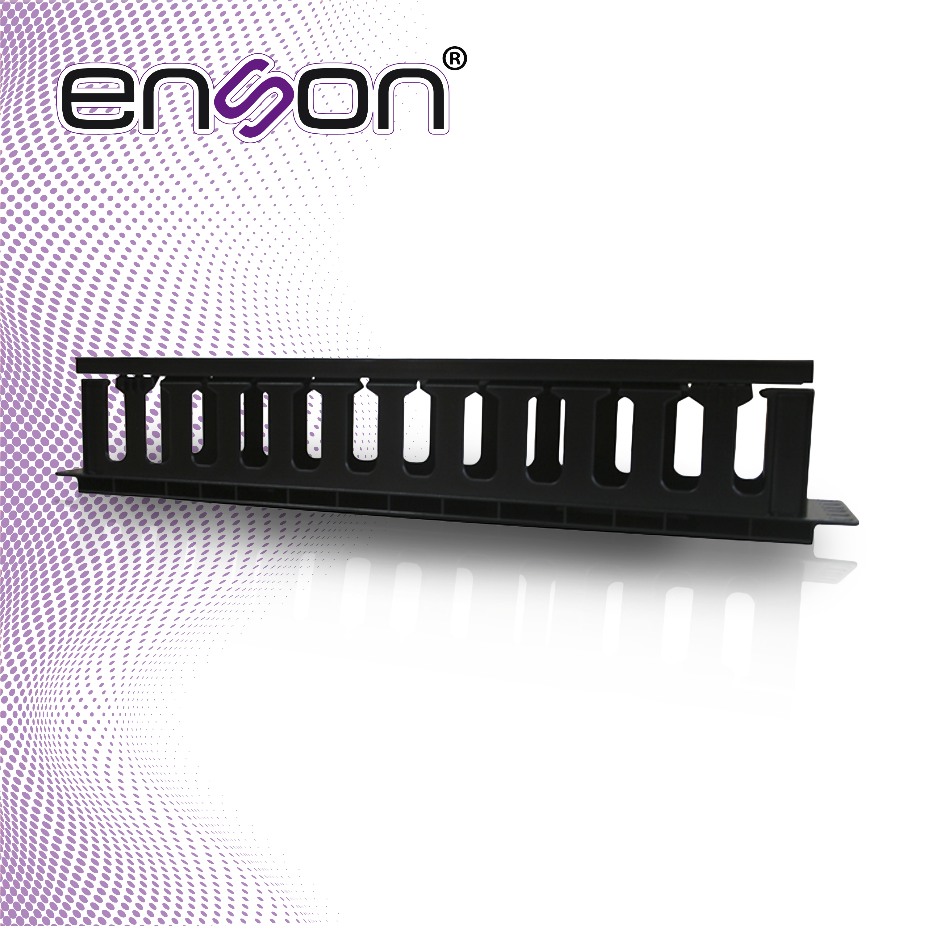 ORGANIZADOR HORIZONTAL FRONTAL PARA RACK ENSON ENS-CM24 2UR CON PEINES DE POLICARBONATO TAPA REMOVIBLE Y ABATIBLE PARA MAYOR PROTECCION Y MEJOR ACCESO CUMPLE CON NORMA EIA
